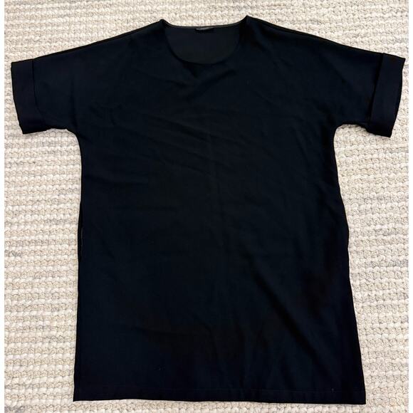 Natori Black Cuffed Short Sleeve Shirt Dress - XL - Pockets - Picture 1 of 6